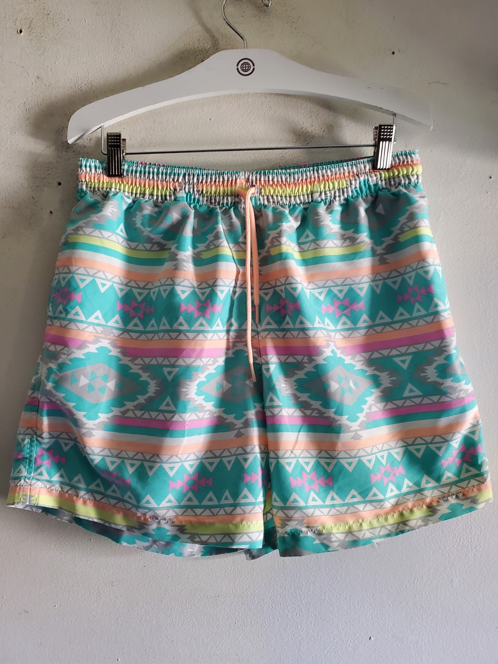 chubbies Turquoise and Pink Aztec Swim Shorts